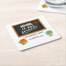 退職パーティー学校先生Blackboard スクエアペーパーコースター