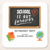 退職パーティー学校先生Blackboard スクエアペーパーコースター (正面)