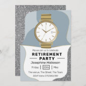 退職パーティー年金年齢退職イベント 招待状 (正面/裏面)