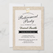 退職パーティー応援素朴Burlap 招待状 (正面)