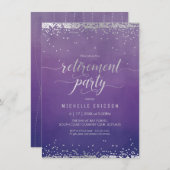 退職パーティー招待状カスタム-エレガント, Silver 招待状 (正面/裏面)