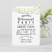 退職パーティー招待状ティール(緑がかった色)及び金ゴールドグリッター 招待状 (スタンド正面)