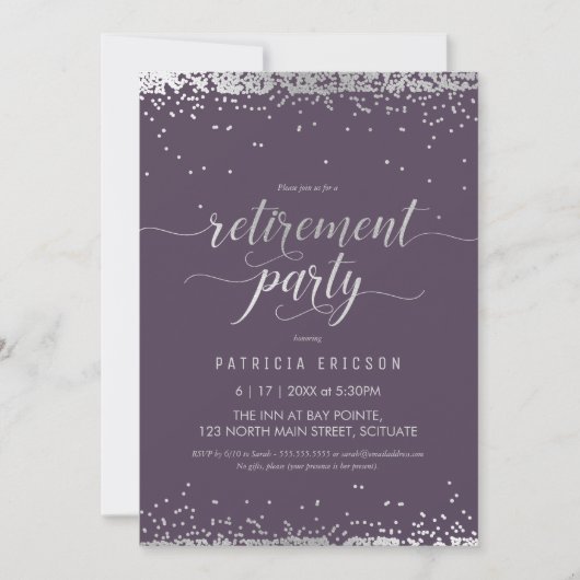 退職パーティー招待状、エレガントお祝い 招待状 (正面)