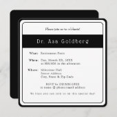 退職パーティー招待状 エレガントなドクター ブラック＆ホワイト 招待状 (正面/裏面)