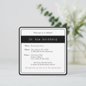 退職パーティー招待状 エレガントなドクター ブラック＆ホワイト 招待状 (スタンド正面)