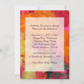 退職パーティー招待状、オレンジ、ピンクの羽 招待状 (裏面)