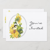 退職パーティー招待状 オーダーメイド ひまわりと鳥 招待状 (正面/裏面)