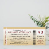 退職パーティー招待状 ゴールドトーンのチケット 招待状 (スタンド正面)