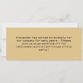 退職パーティー招待状 ゴールドトーンのチケット 招待状 (裏面)