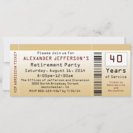 退職パーティー招待状 ゴールドトーンのチケット 招待状