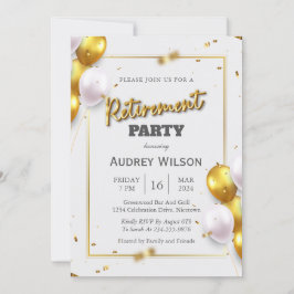 退職パーティー招待状 ゴールド ラグジュアリー 招待状