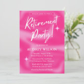 退職パーティー招待状 ピンクとホワイト 招待状 (スタンド正面)