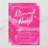 退職パーティー招待状 ピンクとホワイト 招待状 (正面/裏面)
