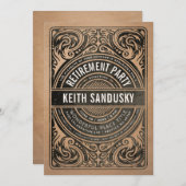 退職パーティー招待状 ラスティック クラフト BBQ 招待状 (正面/裏面)