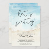 退職パーティー招待状 青い海 招待状 (正面/裏面)