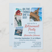 退職パーティー旅行をテーマにした招待状 招待状 (正面/裏面)