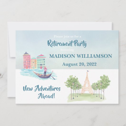 退職パーティー旅行テーマ 招待状 (正面)