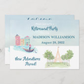 退職パーティー旅行テーマ 招待状 (正面/裏面)