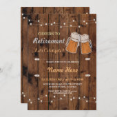 退職パーティー木製ビール招待への応援 招待状 (正面/裏面)