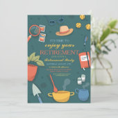 退職パーティー楽しむパーティー趣味メンズウーメン 招待状 (スタンド正面)