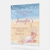 退職パーティー歓迎ビーチ海岸 アクリルサイン (傾斜)