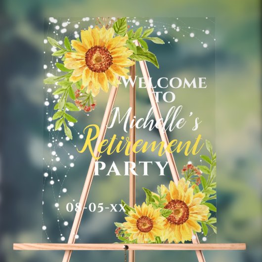 退職パーティー歓迎フローラひまわり アクリルサイン (ニュートラル)