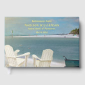 退職パーティー海実在ビーチゴールドフォイル ゲストブック (正面)