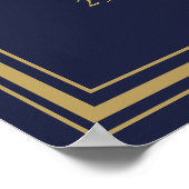 退職パーティー海軍と金ゴールド歓迎サイン ポスター (角)