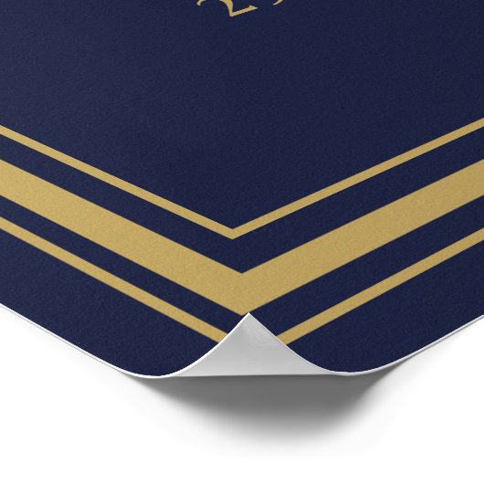 退職パーティー海軍と金ゴールド歓迎サイン ポスター (角)