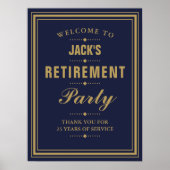 退職パーティー海軍と金ゴールド歓迎サイン ポスター (正面)
