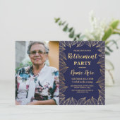 退職パーティー海軍金ぱくの秋の秋の写真 招待状 (スタンド正面)