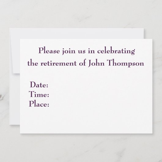 退職パーティー王室のお祝いブストライプルー 招待状 (裏面)