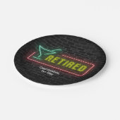 退職パーティー用のネオンマーキー ペーパープレート (アングル)