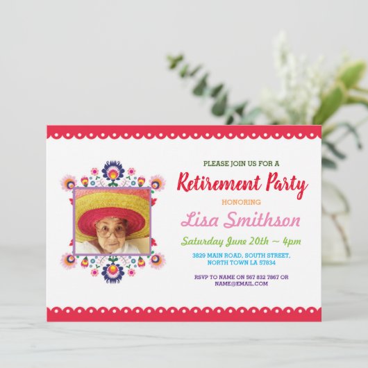 退職パーティー祭メキシコフローラ写真 招待状 (スタンド正面)