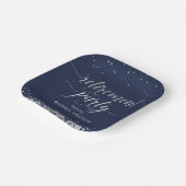 退職パーティー紙エレガントプレートシルバーネイビー ペーパープレート (傾斜あり)