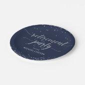 退職パーティー紙エレガントプレートシルバーネイビー ペーパープレート (アングル)