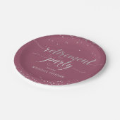 退職パーティー紙エレガントプレートシルバーピンク ペーパープレート (アングル)