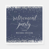 退職パーティー紙ナプキンエレガントシルバー、海軍 スタンダードランチョンナプキン (正面)