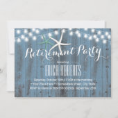 退職パーティー素朴ほこりっぽい青ビーチヒトデ 招待状 (正面)