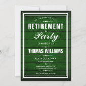 退職パーティー素朴グリーンウッドパネル 招待状 (正面)