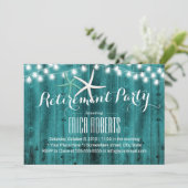 退職パーティー素朴ティール(緑がかった色)ビーチヒトデ 招待状 (スタンド正面)