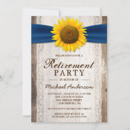 退職パーティー素朴バーンウッドサンフラワーリボン 招待状