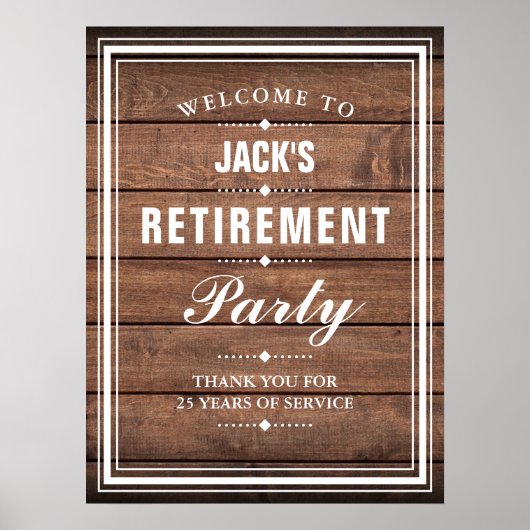 退職パーティー素朴木材ウェルカムサイン ポスター (正面)