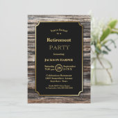 退職パーティー素朴木材金ゴールド縁ど 招待状 (スタンド正面)