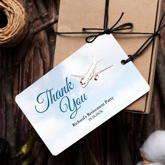 退職パーティー贈与ラベルと飛行機デザイン ギフトタグ