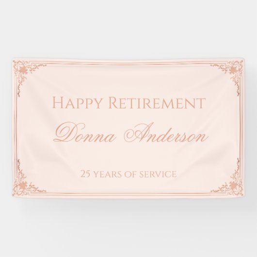 退職パーティー赤面ピンクエレガントのスクリプトヴィンテージ 横断幕 (横)
