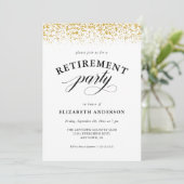 退職パーティー金ゴールドグリッタースクリプト 招待状 (スタンド正面)