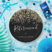 退職パーティー金ゴールドグリッター紙吹雪 ペーパープレート (パーティー)