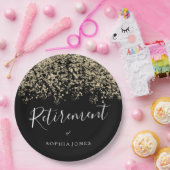 退職パーティー金ゴールドグリッター紙吹雪 ペーパープレート (パーティー)