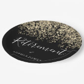 退職パーティー金ゴールドグリッター紙吹雪 ペーパープレート (アングル)